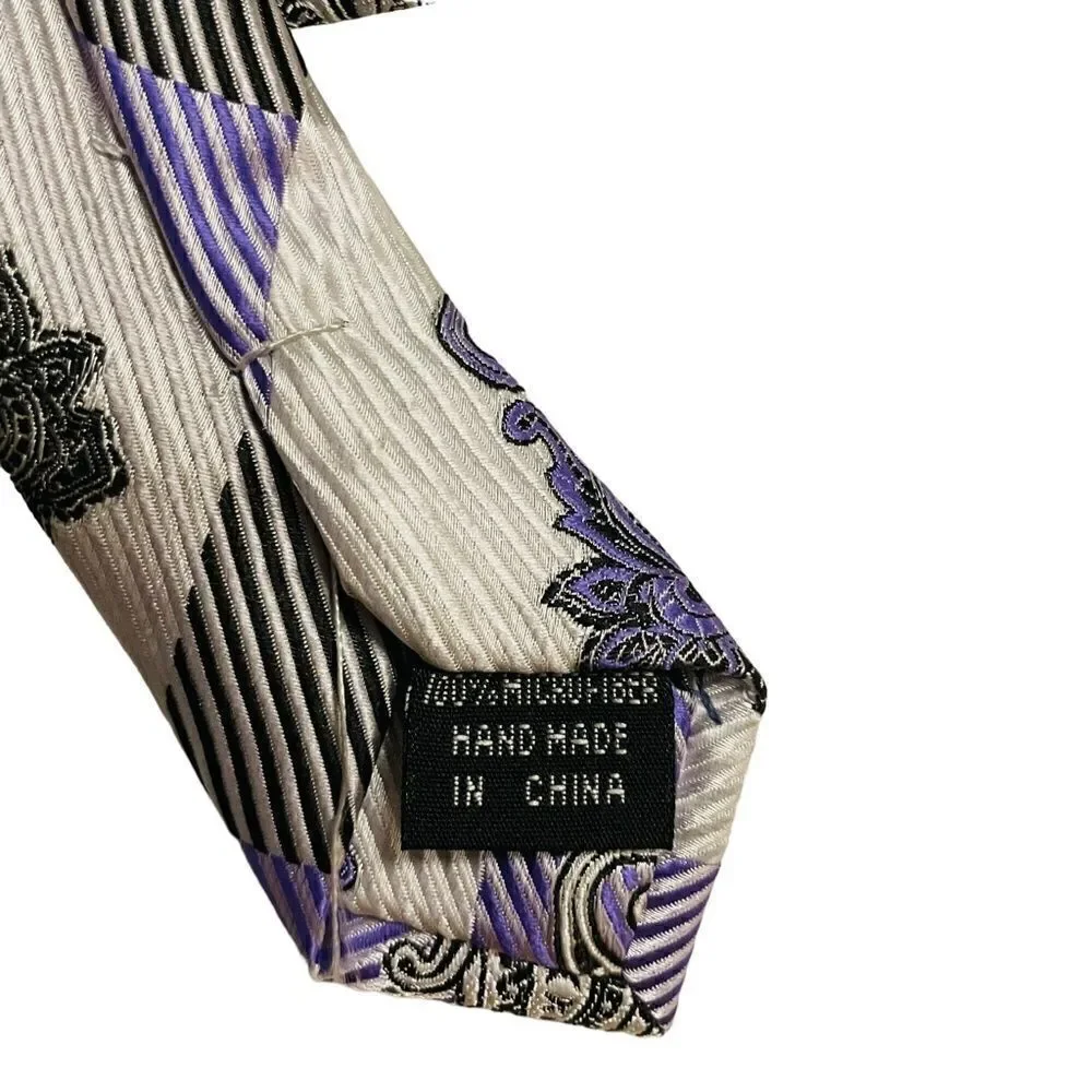 Henri Picard Purple Paisley Big & Tall Extra Long Tie